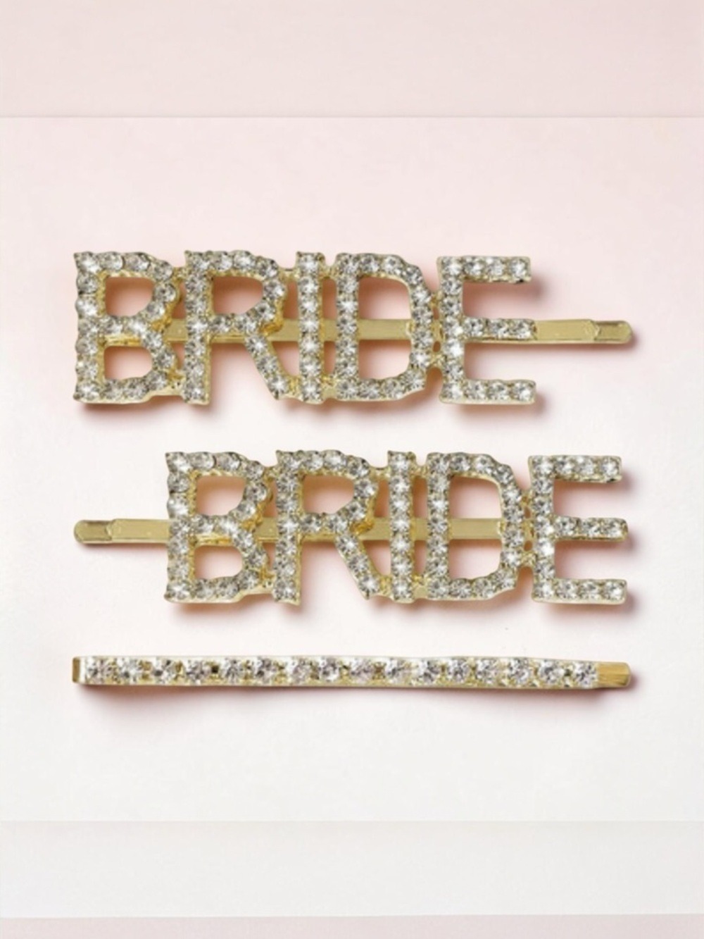 Bride Hair Clip One Size Gold tone 3 piece Set 1488